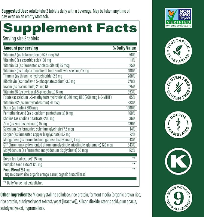 MegaFood Men's 55+ Advanced Multivitamin for Men - Doctor-Formulated -Choline, Vitamin D, Vitamin B12 – Plus Real Food – Brain Health Supplement for Adults & Immune Support - 120 Tabs (60 Servings)