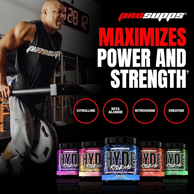 PROSUPPS® Mr. Hyde® Xtreme Pre-Workout Powder Energy Drink - Intense Sustained Energy, Pumps & Focus with Beta Alanine, Creatine & Nitrosigine, (30 Servings, Fruit Punch)