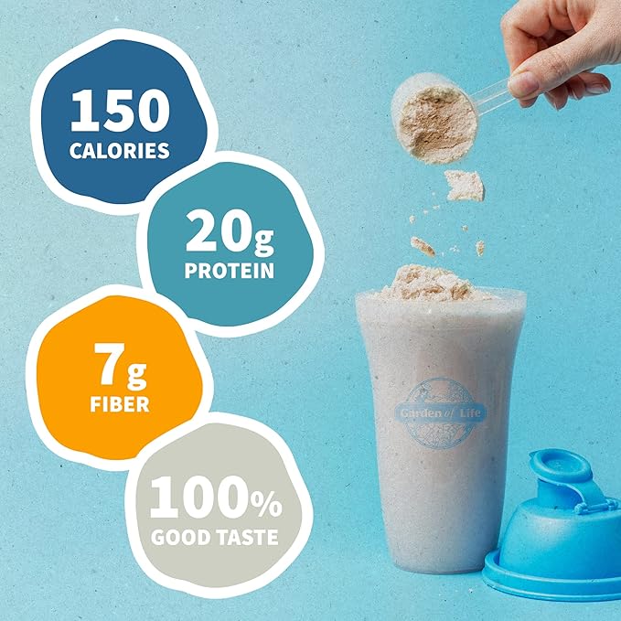 Garden of Life Meal Replacement Shakes, Vegan Protein Powder, Raw Organic Protein Powder, Vanilla Protein Powder with Plant Based Pea Protein, Sprouts, Greens, Probiotics, Dairy Free 28 Servings