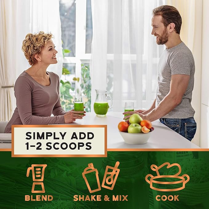 Bright Horizon Health Pure Super Green Juice Powder with 7 Super Green to Boost Energy, Digestive Enzymes, pH Balance, Detox – Natural, 8oz