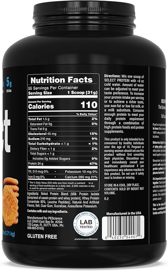 PEScience Select Low Carb Protein Powder, Snickerdoodle, 55 Serving, Whey and Casein Blend, Keto Friendly, Gluten Free, Best Tasting, Clean Isolate for Women and Men