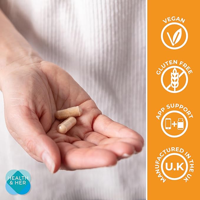 Health & Her Perimenopause Mind+ Cognitive Function Support, for Early Stage of Menopause, Mental Energy, Supplements for Women with Vitamins, Gluten-Free, Non-GMO, Vegan (30 ct - 1 Month)