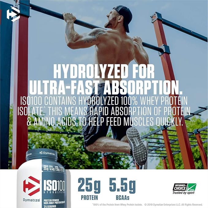 Dymatize ISO 100 Whey Protein Powder with 25g of Hydrolyzed 100% Whey Isolate, Vanilla 5 Pound, Package may vary