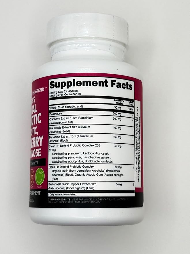 Clean Nutraceuticals Vaginal Probiotics for Women with Cranberry, D-Mannose, Prebiotics, pH Balance Support, Feminine Health, Urinary Tract Cleanse – Capsule Alternative to Gummies – 60 Count