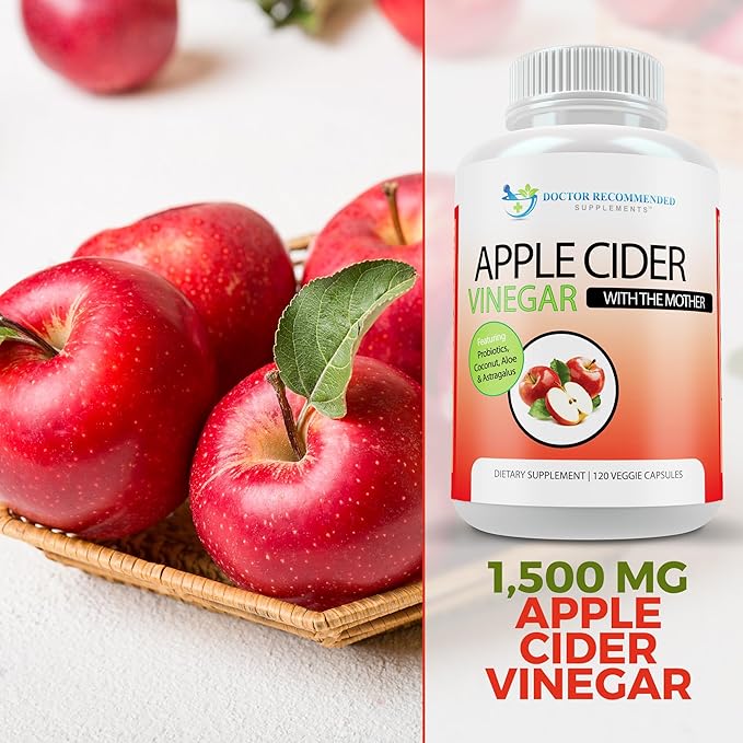 Apple Cider Vinegar Capsules - 100% Organic Apple Cider Vinegar Pills 1500 mg - Natural Digestion, Immune Booster Support & Cleansing Supplement with Probiotics - Made in The USA