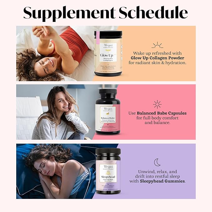 Winged Wellness Balance Babe, Hormone Balance & Estrogen Detox Supplement for Women - 100mg DIM & Calcium D-Glucarate & Milk Thistle for PMS Bloating, Crams, Mood & Hormonal Acne Support - 60 Capsules