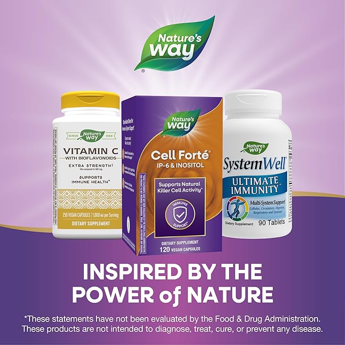 Nature's Way Cell Forté IP-6 & Inositol, Supports Natural Killer Cell Activity*, Immune Support*, with Calcium, Phosphorus & Magnesium, Gluten-Free, Vegan, 120 Capsules