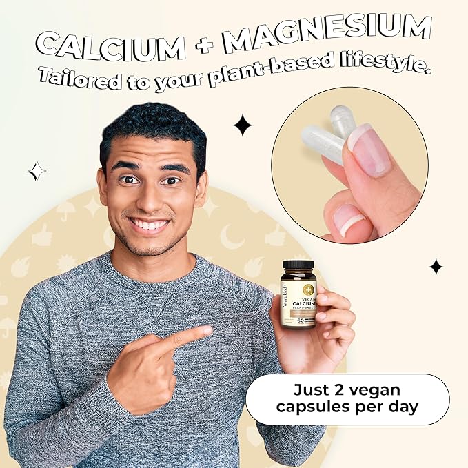Future Kind Vegan Calcium Supplement - Plant-Based Calcium Magnesium Supplement Sourced from Iceland for Teeth & Bone Support (60 Capsules)