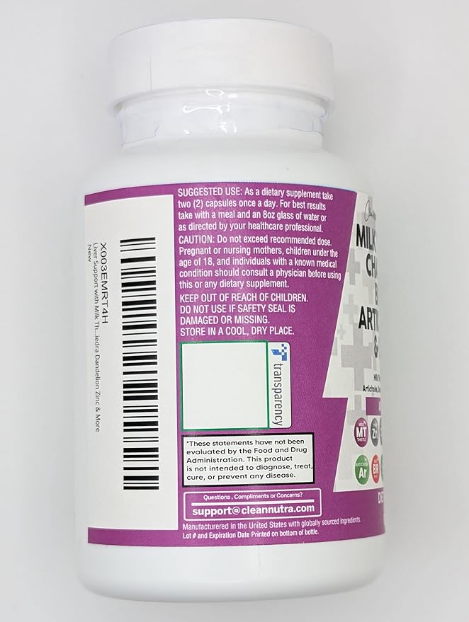 Clean Nutraceuticals Milk Thistle NAC Chanca Piedra Beet Root Artichoke Dandelion Root - Liver Cleanse Detox & Repair Supplement Plus TUDCA Choline & Ginger 60 Count