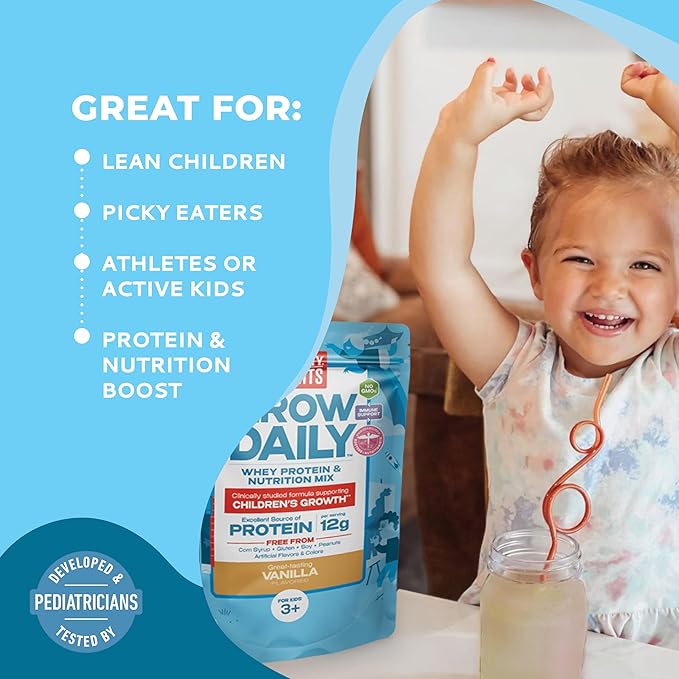Healthy Heights Grow Daily Kids Protein Drink Mix (Vanilla) - 2 pack - High Protein Shake for Kids 3+