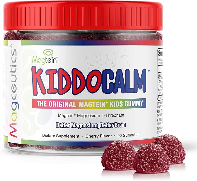 KiddoCalm Magnesium Gummies - Magtein Magnesium L-Threonate Gummy for Kids, Focus, Calm, Sleep, Attention & Brain Health Support Supplement for Children - 90 Vegan Gummies