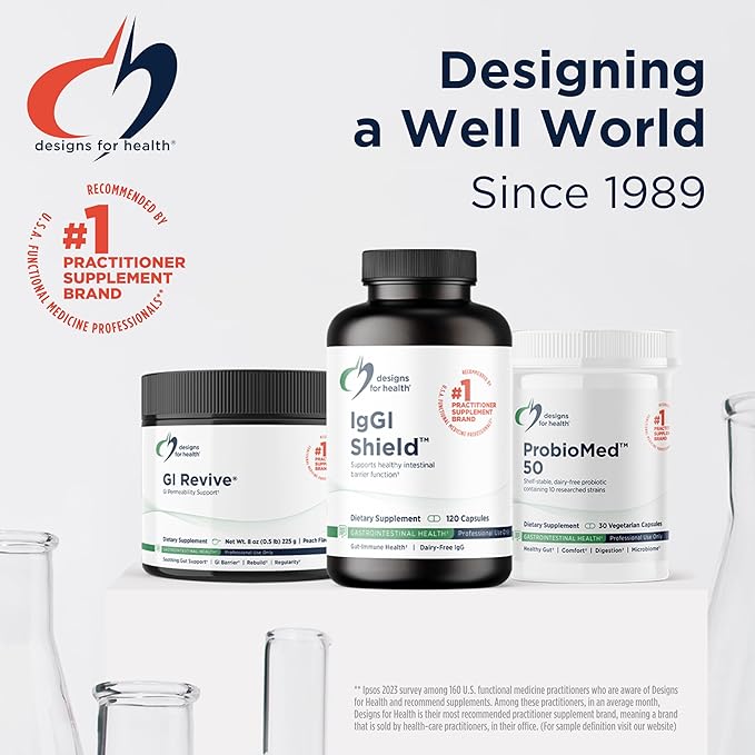 Designs for Health GI Revive Gut Health Powder - L Glutamine & Citrus Pectin for Digestive Health + Slippery Elm, Marshmallow Root & Cat's Claw for Healthy Intestinal Function (28 Servings)
