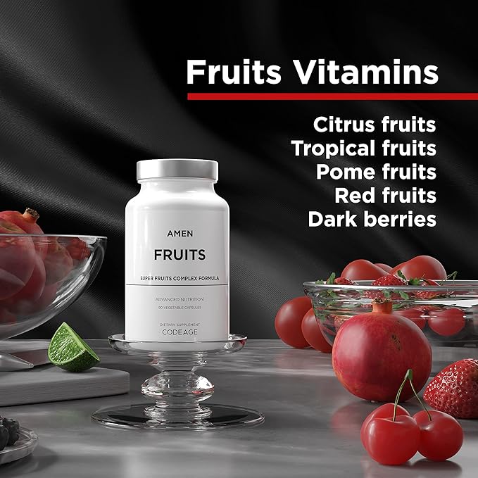 Amen Fruits, Daily Fruits Vitamins Supplements, Over 20 Whole Fruit Extracts - Raw Multivitamin, Berries, Antioxidant Polyphenols Superfood & Flavonoids - Tropical Fruits - Non-GMO - 90 Capsules