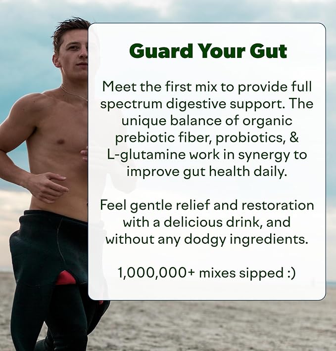 Feel Goods Gut Guardian, Probiotic & Prebiotic Powder for Gut Health Support with Organic Fiber & Herbs, Digestive Health for Men & Women, Sugar Free, Vegan, Gluten Free, Lemon Ginger, 30 Servings