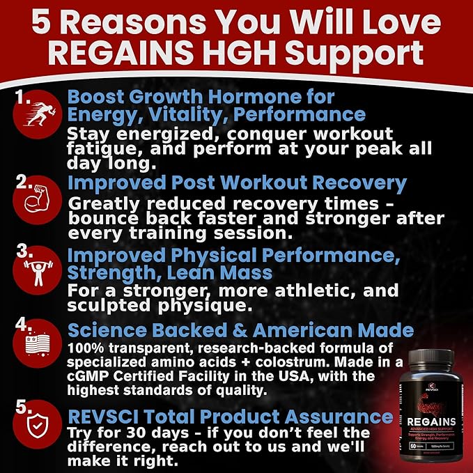 HGH Supplements for Men & Women - Regains Natural Anabolic Muscle Growth Building & Human Growth Hormone for Men, Muscle Builder for Men, Muscle Recovery Post Workout Supplement, 100 Protein Pills