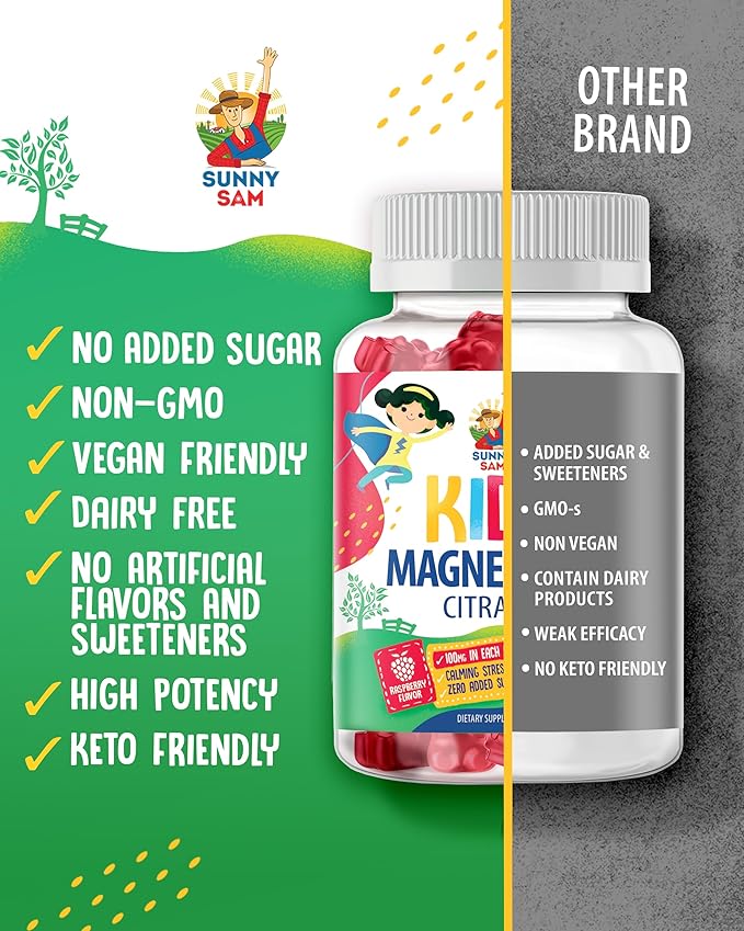 SUNNY SAM Zinc Chewable Gummy & Magnesium Gummies for Kids