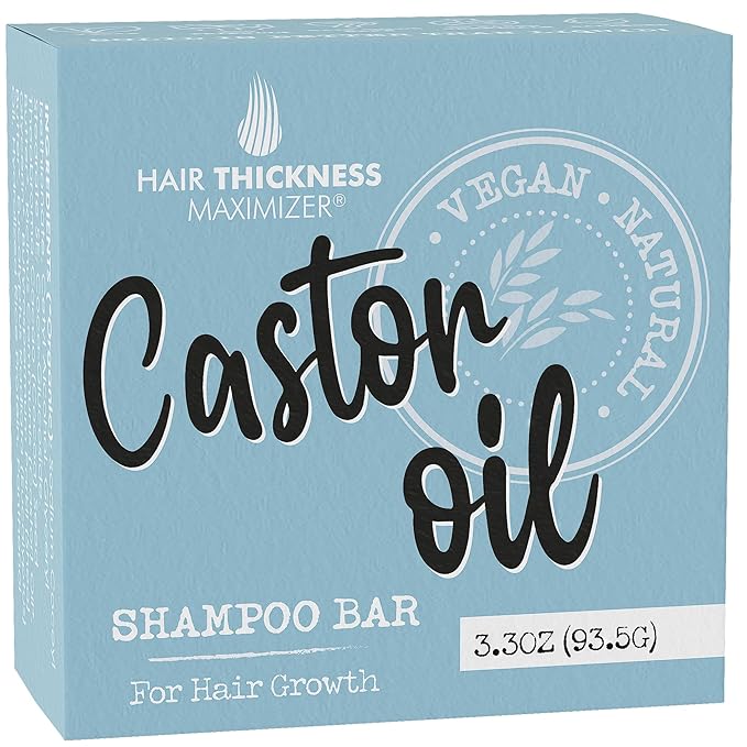 Castor Oil Shampoo Bar for Hair Growth & Strengthening - With Organic Castor Oil, Rice protein, Eco Friendly pH Balanced - Color Safe Castor Oil Solid Shampoo Bar with No Harsh Chemicals