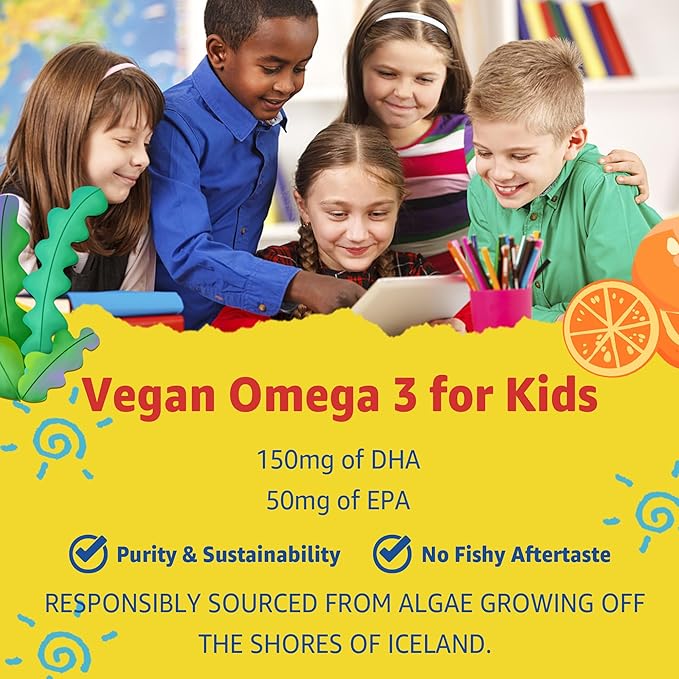 Kids Multivitamin Liquid Filled Gummies, Kids Vitamins for Ages 4+ with Probiotic, Omega 3, Iron, Support Immune & Brain Health, Digestive Health, Non GMO, Gluten Free, Chewable Fruit Flavor