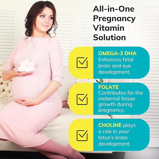 Conceive Plus Prenatal Vitamins for Women Supplement - Multivitamin With Folic Acid for Pregnancy Vegan, Choline, Iron - Pre Natal Vitamins DHA, Non GMO - Maternity Vitamin for Brain & Eye 60 Capsules