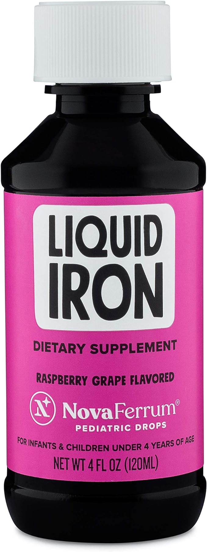 NovaFerrum Yummy | Pediatric Drops Liquid Iron Supplement for Infants and Toddlers | Liquid Iron for Kids | 15mg of Iron Per 1mL Dose | Ages 4 & Under | Gluten Free Certified | Sugar-Free | Raspberry