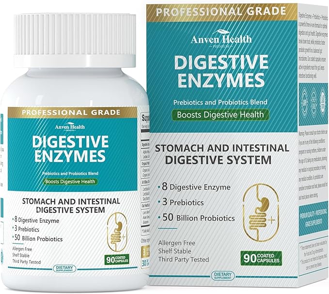 Digestive Enzymes with Probiotics Prebiotics for Women Men - Multi Enzyme for Bloating Relief, Gas, Constipation, Digestive & Gut Health, Vegan & Non-GMO | 90 Capsules