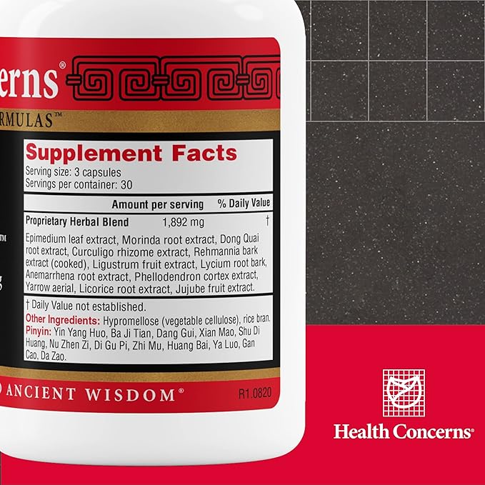 Health Concerns Three Immortals - Menopause Support Supplement - Powerful Relief for Hot Flashes, Hormone Imbalance & Night Sweats - Dong Quai, Epimedium, Morinda, Rehmannia & Lycium - 60 Capsules