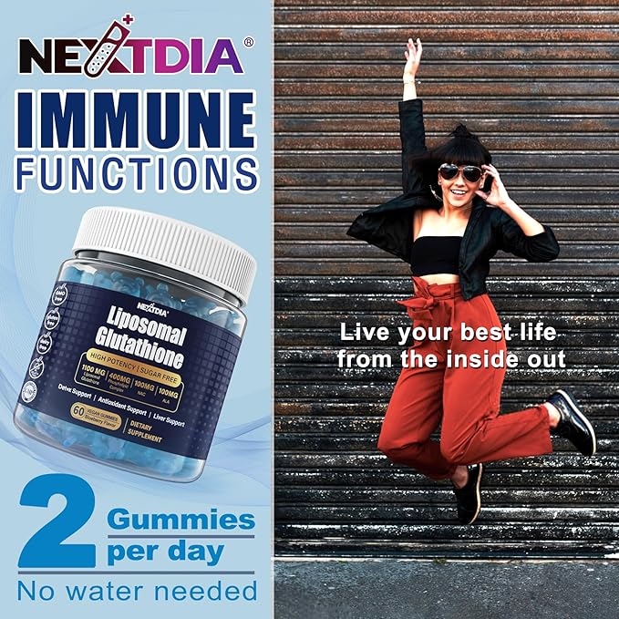 Liposomal Glutathione Gummies 1100mg for Women, Active L-Glutathione Reduced (GSH) with Vitamin C, Phospholipids, ALA, NAC & Milk Thistle, Antioxidant for Anti-Aging, Immune & Cleansing, Vegan, 60 ct