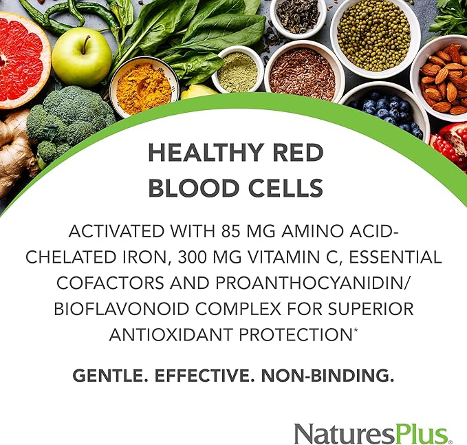 NaturesPlus Hema-Plex Iron - 60 Fast-Acting Softgels - 2 Pack - 85 mg Iron + Vitamin C & Bioflavonoids for Healthy Red Blood Cells - Vegan, Gluten Free - 40 Total Servings