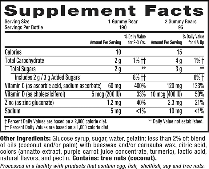 L’il Critters Immune C Daily Gummy Supplement Vitamin for Kids, for Vitamin C, D and Zinc for Immune Support, Orange, Lemon and Cherry Flavors, 190 Gummies (Pack of 2)