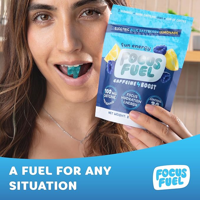 Energy Chews – Blue Razzberry Lemonade (15 Servings) – 100mg Caffeine + Alpha GPC + L-Theanine + B12, Magnesium – Great Taste – No Crash or Jitters
