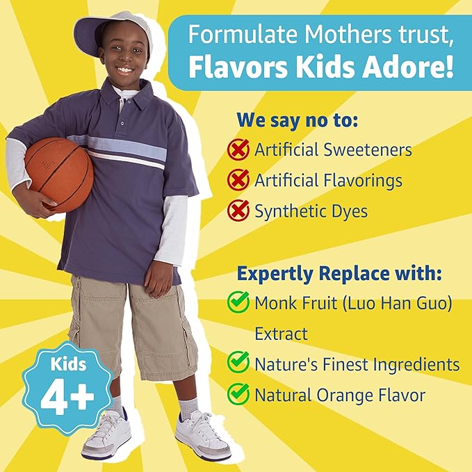 Kids Multivitamin Liquid Filled Gummies, Kids Vitamins for Ages 4+ with Probiotic, Omega 3, Iron, Support Immune & Brain Health, Digestive Health, Non GMO, Gluten Free, Chewable Fruit Flavor
