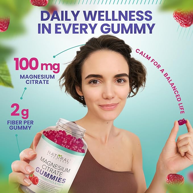 Sugar Free Magnesium Gummies - Calming Anti-Stress Gummies, Magnesium Supplement to Support Stress Relief, Sleep, Heart Health, Nerves, Muscles and Bones, Kids, Adults, Vegan, High Absorption, Non-GMO