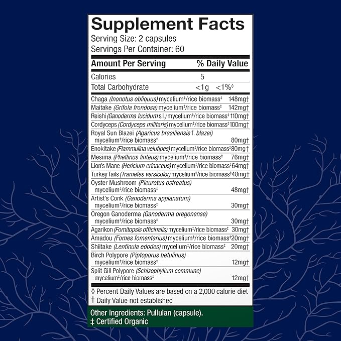 Host Defense MyCommunity Capsules - 17 Species Blend Mushroom Supplement for Immune Support - Herbal Aid with Lion's Mane, Reishi. Chaga, Cordyceps, Turkey Tail & More - 120 Capsules (60 Servings)*