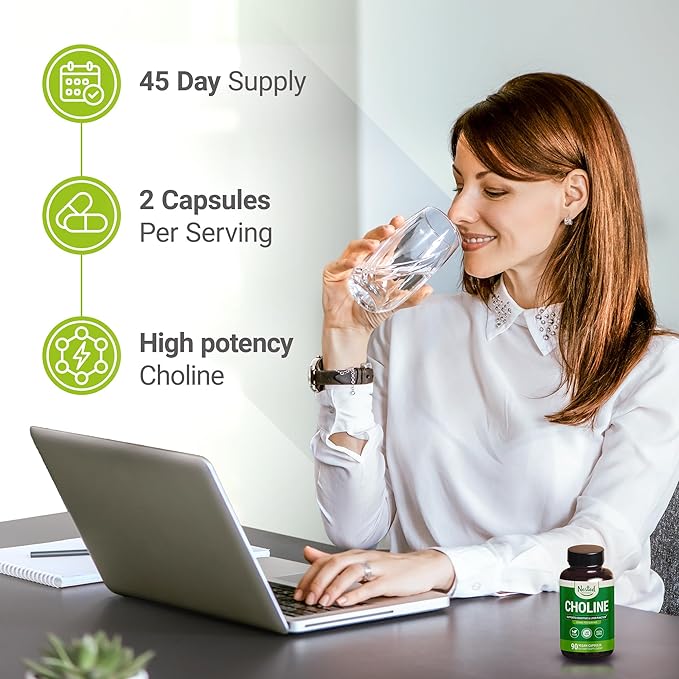 Nested Naturals Choline Bitartrate 500mg - High Potency Choline Supplements - Supports Cognitive Performance & Liver Function - 100% Vegan & Non-GMO Choline - 90 Vegan Capsules