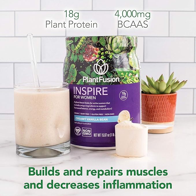PlantFusion Inspire Plant Protein Powder for Women - Low Carb Protein Powder for Lean Muscle Support - Keto, Gluten Free, Soy Free, Non-Dairy, No Sugar, Non-GMO - Rich Chocolate 1 lb