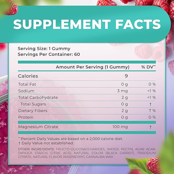 Sugar Free Magnesium Gummies for Kids 100mg - Chewable Magnesium Supplement, Calm & Sleep Support, Anti-Stress, Bone Health, Muscle Relaxation, Non-GMO Gluten-Free, All Natural 90 Vegan Gummies