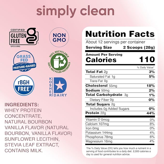 Simply tera's Pure whey Protein Powder, Family Size Bourbon Vanilla Flavor (Package May Vary)