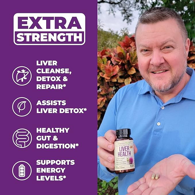 Liver Cleanse Detox & Repair Milk Thistle Supplement. Liver Support with Digestive Enzymes, Artichoke Extract, Dandelion Root Supplement. Milk Thistle Liver Detox & Liver Cleanse. 60 Liver Health Caps
