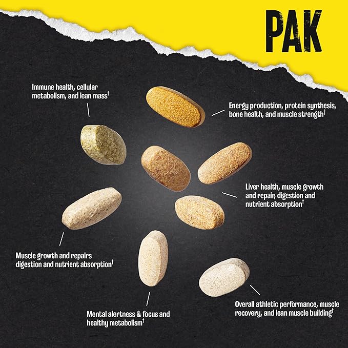 Animal Pak - Convenient Multivitamin for Men & Women Daily All-in-One Vitamin & Supplement Pack - Zinc, Vitamins C, B, D, Amino Acids, and Immune Support - Sports Nutrition Performance - 30 Count