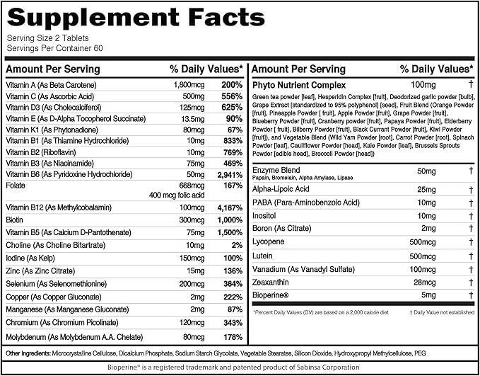 EVL Advanced Daily Multivitamin for Men - Men's Multivitamin with Essential Minerals Phytonutrient Complex and VitaMode Active Mens Vitamins for Energy with Lycopene for Muscle Bone and Immune Support