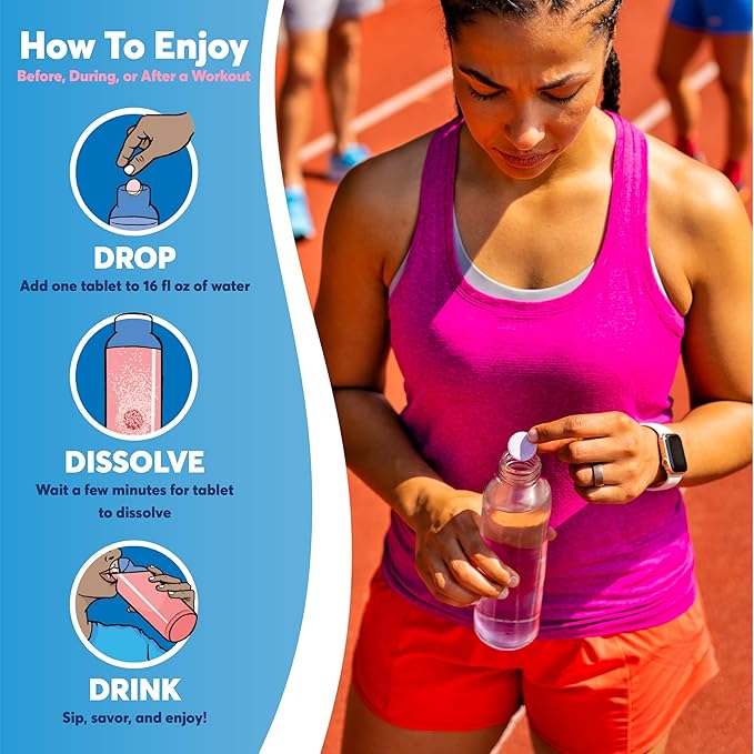 Nuun Sport Electrolyte Tablets - Dissolvable in Water, Tropical, 5 Essential Electrolytes for Hydration, 1g Sugar Drink Mix, Vegan, Non-GMO, 8 Pack (80 Total Servings)