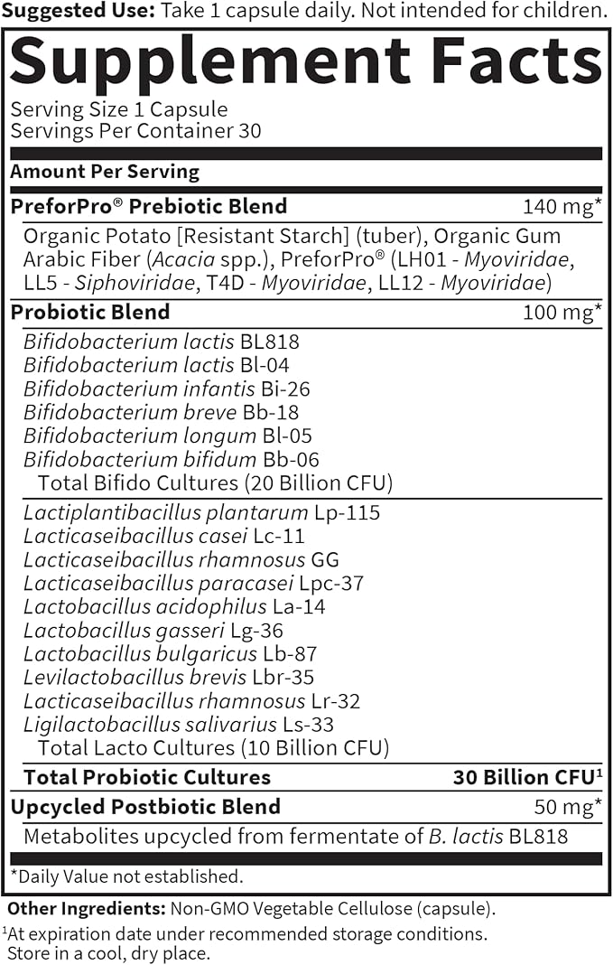 Garden of Life Dr Formulated Once Daily 3-in-1 Complete Probiotics, Prebiotics & Postbiotics - PRE + PRO + POSTBIOTIC Supplement for Adults’ Digestive & Immune Health, 30 Billion CFU, 30 Day Supply