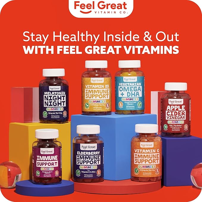 Feel Great Vitamin Co. Apple Cider Vinegar Gummies | Contains The Mother | Natural Antioxidant Digestive Support Healthy Nutrient Absorption