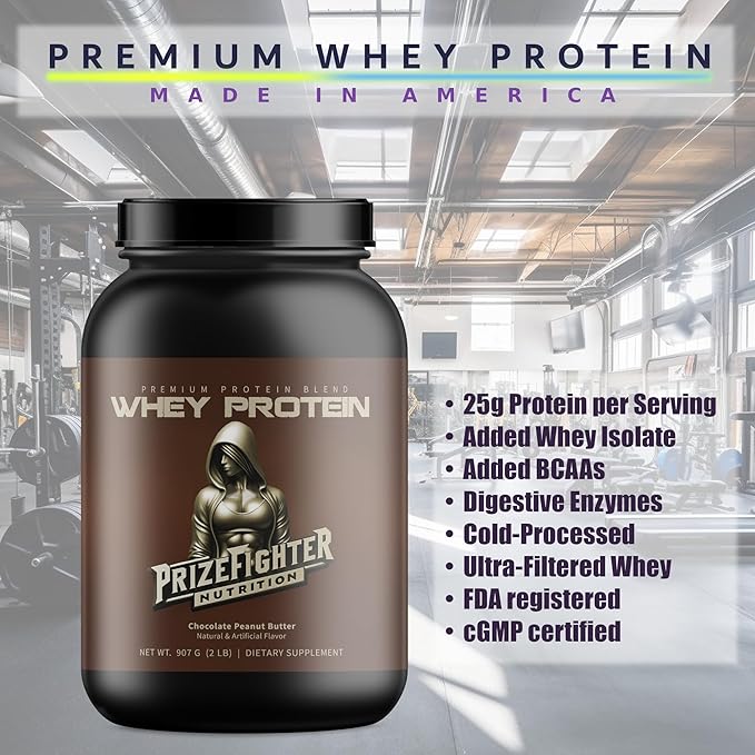 Best Whey Protein (2 lb) Chocolate Peanut Butter Whey. with Digestive Enzymes for Absorption. 25g Protein Helps with Muscle Building and Recovery. Made in The USA