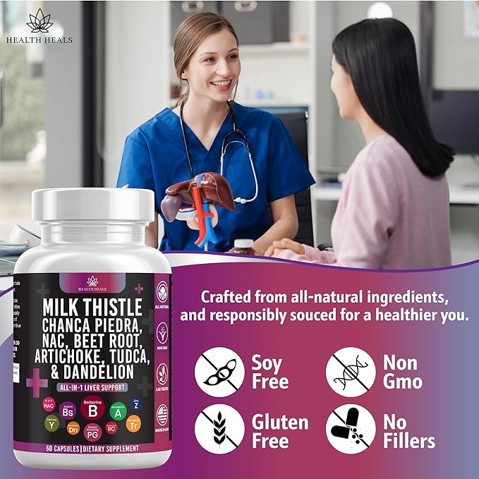 Milk Thistle NAC Chanca Piedra Beet Root Artichoke Dandelion Root - Liver Supplement Plus Astragalus TUDCA Choline & Ginger- 180 Count