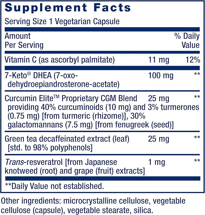 Life Extension 7-Keto DHEA Metabolite – Crank Up Your Fat-Burning Furnace – Non-GMO – Gluten-Free – 100 Mg – 60 Vegetarian Capsules