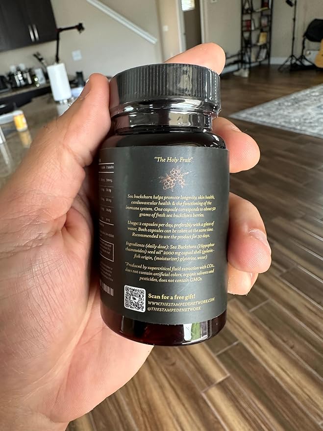 Immortal Sea Buckthorn Capsules – Ancient Power, Modern Vitality for Men and Women with Omega 3, 6, 7, 9, and Antioxidants for Radiant Skin, Energy & Immune Support.