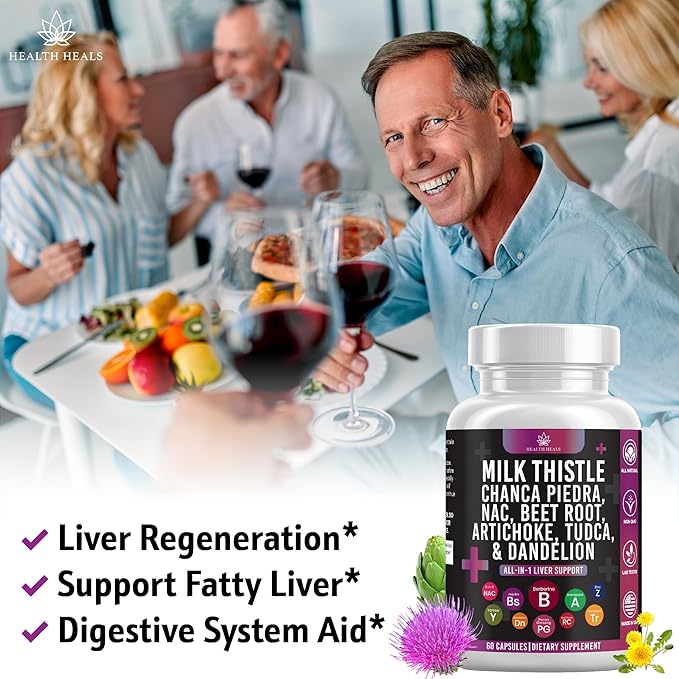 Milk Thistle NAC Chanca Piedra Beet Root Artichoke Dandelion Root - Liver Supplement Plus Astragalus TUDCA Choline & Ginger- 180 Count