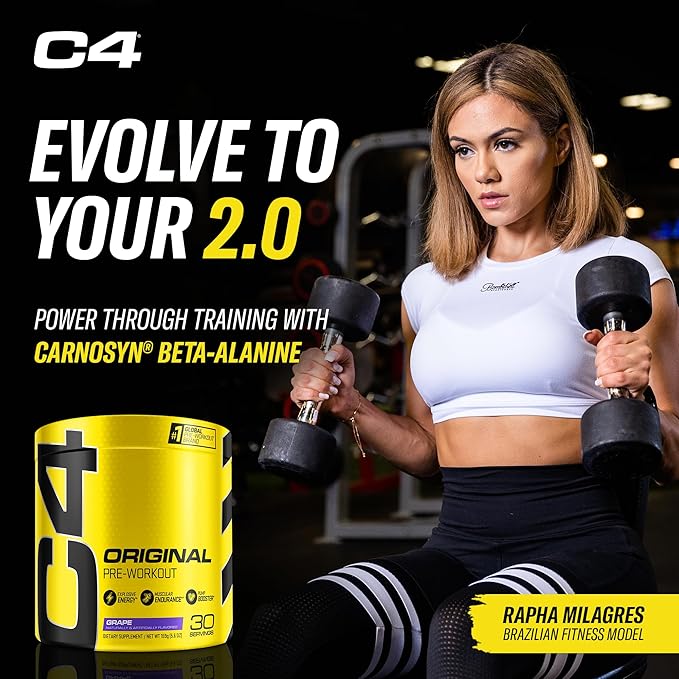 Cellucor C4 Original Pre Workout Powder Grape Sugar Free Preworkout Energy for Men & Women 150mg Caffeine + Beta Alanine + Creatine - 30 Servings (Packaging May Vary)