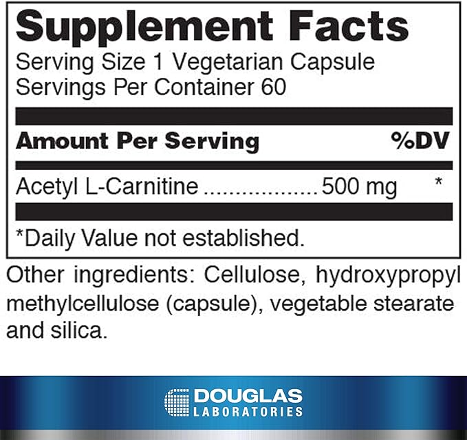 Douglas Laboratories Acetyl L-Carnitine 500 mg | Supports Brain and Nerve Function During The Normal Aging Process* | 60 Capsules